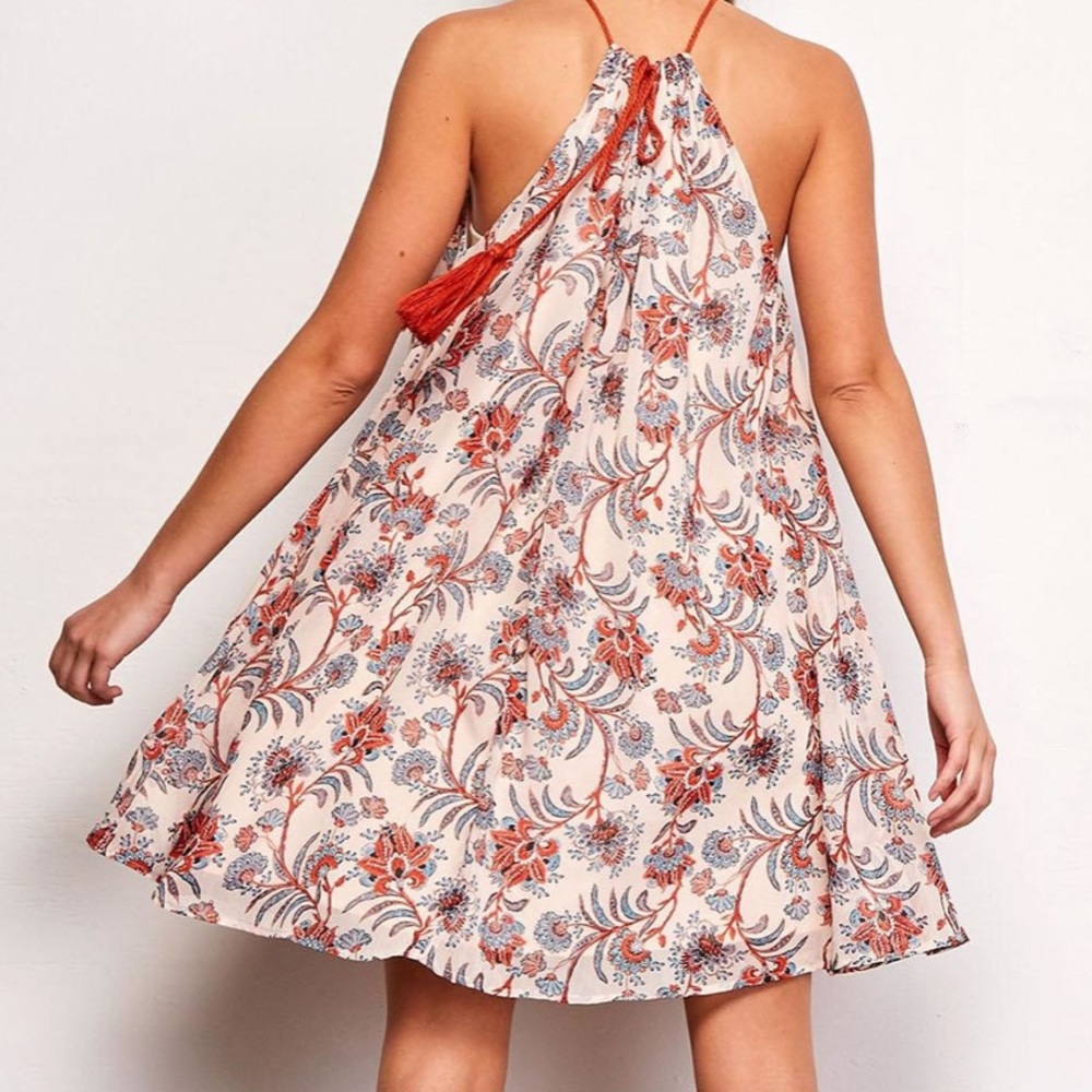 BB Dakota Allisa Floral Halter Trapeze Swing Mini Dress Cream Red Size Small NWT - Picture 4 of 15